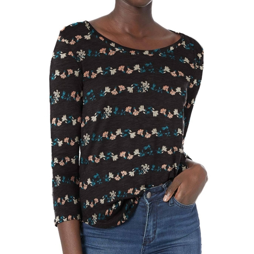 Lucky Brand Floral Stripe Tee